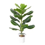 CROSOFMI Plantes Artificielles Interieur Ficus Lyrata 75 cm Fausse Plante Salon Balcon Chambre Verte Décoration (1 Pack)