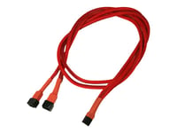 Nanoxia - Strömdelare För Fläkt - 3 Pin Molex (Hona) Till 3 Pin Molex (Hane) - 60 Cm - Röd