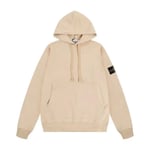 Stone Trendy American Stone Island Emblem Ren Hoodie i Ren Bomull för Män och Kvinnor High Street Lös Jacka Hoodie APRICOT APRICOT M