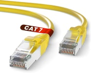 Câble Ethernet Cat 7 50m, CCA Haute Vitesse cable ethernet- Câble Réseau LAN Rond Intérieur avec Connecteurs RJ45 | 28AWG, SFTP Blindé internet reseau cable (50 Mètres, Jaune).[G806]