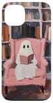 iPhone 13 Cute Reading Ghost Pink Book Lover Bookish Library Art Case