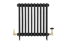 UK-15 OEB Arroll traditional unlaquered Old English Brass Corner Thermostatic Radiator Valve with FSC certified black wooden wheel head & lockshield