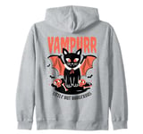 Vampurr Little But Dangerous Cat Cute Vampire Design Zip Hoodie