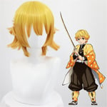 Halloweenfest Demon Slayer Agatsuma Zenitsu Cosplay Party Kostym Outfits Anime Set Gåvor Only Wig One Size - Wig