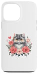 Coque pour iPhone 13 Pro Max Roses Flowers British Longhair Cat Highland Straight