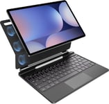 Étui Clavier Pour Samsung Galaxy Tab S10+/S9 Fe+/S9+/S8+/S7 Fe/S7+ (12,4 Pouces) Clavier Magnétique Flottant Avec Trackpad Multi-Touch, Support Pour Stylo S, Rétroéclairage 7 Couleurs-Azerty, Noir