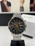 Lorus Watch Mens Chronograph Seiko Black Dial Silver Strap RM397HX9 RRP £129.99