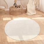 Tapis Salon Chambre Adulte Poil Long Shaggy Motif Scandinave Motif Boho Motif Abstrait Moelleux Lavable Crème, Dimension:160 cm Rond