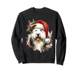 Christmas Old English Sheepdog Dog Watercolor Artwork Sweatshirt