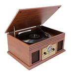 Karcher No-036 Centre de Musique nostalgique en Bois – Système Compact avec Platine, Lecteur CD, Bluetooth, Lecteur de Cassettes, USB et Radio