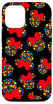 Coque pour iPhone 14 Disney Minnie Mouse Icône Cœurs arc-en-ciel Noir