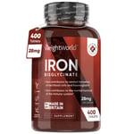 WeightWorld 400 Iron Tablets - 28 mg - Vegan energy tablets - Metabolism support