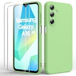 Byvuwiay Coque pour Samsung Galaxy A16 5G, avec 2 Verre Trempé écran Protecteur, Etui Housse TPU Mince Souple Antichoc Case pour Samsung Galaxy A16 5G, Vert Matcha