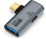 IVIVTOR Adaptateur USB C 2 en 1 Répartiteur USB C vers USB 3.2 OTG avec Charge Rapide 100 W pour Ordinateur Portable, Tablette, téléphone