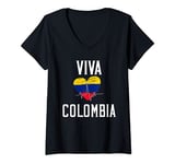 Womens Viva Colombia Pride Flag Camiseta Parceros y Parceras V-Neck T-Shirt