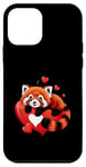 Coque pour iPhone 12 mini Panda rouge allongé sur un cœur pour la Saint-Valentin