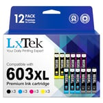 LxTek 603 XL Compatible Cartouches d'encre pour Epson 603 603XL pour Expression Home XP-2100 XP-2150 XP-4155 XP-4105 XP-3150 XP-2155 XP 3100 XP 4100 XP 4150 Workforce WF-2850 WF-2835 (Paquet de 12)