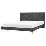 Lit Double Glamour avec Sommier 160 x 200 cm en Velours Tapissé Noir Limoux