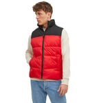 Jack & Jones Mens Zip Up Quilted Gilet - Red - Size Small