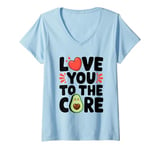 Womens Love You To The Core - Cute Avocado Valentine's Day Lover V-Neck T-Shirt