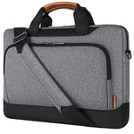 DOMISO 17-17.3 Pouces Sacoche pour Ordinateur Portable Mallette d'affaires Sac à Bandoulière Compatible avec 17.3" HP Pavilion/MSI GS73VR Stealth Pro/Dell Inspiron 17/Acer/ASUS,Gris