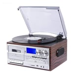 YRX 3 Speed Bluetooth Turntable Vinyl LP Record Player Vintage Gramophone Phono CD and Cassette Player FM/AM Radio USB Recorder