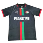 Herr Palestine Hem Fotboll T-shirt Sommar Kortärmad Toppar Blus Tee Ny Black-A 2XL