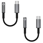 USB-C till 3,5 mm hörlursadapter (2-pack), USB grå