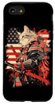 iPhone SE (2020) / 7 / 8 Cat Samurai American Flag Samurai Cat Art Patriotic Cat Case