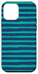 Coque pour iPhone 12 mini Bleu marine bleu sarcelle rayé girly esthétique Preppy Stripe