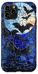 iPhone 11 Pro Halloween Bat Night Sky Moon Stars Faux Stained Glass Mosaic Case