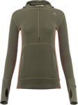 Aclima Women's WarmWool Hoodsweater with Zip Olive Night/Spiced Coral, Olive Night / Spiced Coral, M