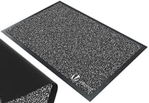 VOUNOT Door Mats for Outdoor or Indoor, Dirt trapper, Non Slip Barrier Mat Washable Welcome Doormat Entrance Rug, Grey-Black, 40x60cm