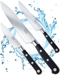 Taylors Eye Witness Oxford Kitchen 3pce Knife Set - 9cm/3.5” Paring, 13cm/5” Utility, 15cm/6” Chef Knives. Full Tang Blade, Razor Sharp, Stainless Steel. Classic Triple Steel Rivet Handle