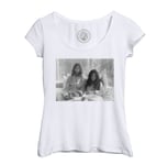 T-Shirt Femme Col Echancré John Lennon Yoko Ono Vintage Noir & Blanc 70's