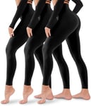 3 Pack Leggings for Women-No See-Through High Waisted Tummy Control Yoga Pants Workout Running Legging, 01-Black, Small/Medium