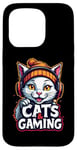 iPhone 15 Pro White Cat with Headset Design Case