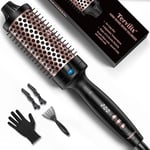 Terviiix 45mm Hot Brush, Double MCH Ceramic Thermal Brush Tourmaline Ionic 2 in 1 Heated Hair Curling Wand Brush, Digital Display 5 Temperatures Curling Iron Dual Voltage for Long Hair