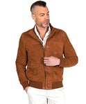 D'Arienzo Bomber Cuir Daim Cognac Homme Blouson Cuir Véritable de Chèvre Alex Bottoni 56/3XL/Cognac