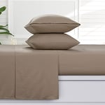 Tribeca Living Parure de lit en Flanelle de 170 g/m² avec Poche très Profonde et Drap Plat surdimensionné, 100% Coton, Super Doux, Chaud et Confortable, pour lit Simple XL, Camel