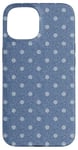 iPhone 15 Cute White Polka Dot On Navy Blue Pattern Case