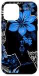 Coque pour iPhone 12 mini Noir Vintage Ethnique Island Fleur Fille Motif Bleu