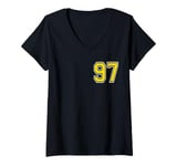 Womens Number 97 in Yellow Black White Pocket Version V-Neck T-Shirt