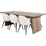 Logger ensemble table, table extensible longueur cm210 / 310 enfumé chêne et 6 Velvet chaises Velours côtelé beige, noir.