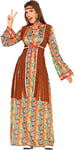 FIESTAS GUIRCA Hippie avec Fleurs Déguisement pour Femme - Années 70 Robe Longue - Années 60 Flower Power Costume pour Femme Taille XL 46-48