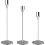 Set med 3 ljusstakar, ljusstake, dekorativ metall-WELLNGS Silver