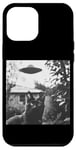 Coque pour iPhone 12 Pro Max Cat Selfie with UFO Weird 50s Photo --