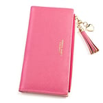 Wallets for Women Leather Cell Phone Case Holster Bag Long Slim Credit Card Holder Cute Minimalist Coin Purse Thin Large Capacity Zip Clutch Handbag Wallet for Girls Ladies, Barbie Pink, Large