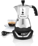 Electric Espresso Maker Moka Timer 3tz, 3 Cup Capacity, Aluminum, Silver