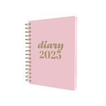 Collins Scandi 2025 Diary - A5 Day to Page Journal with Appointments - Pink - (E-PW51.50-25) - Daily Planner with Hardback Wiro-Bound Covers and Recycled Paper